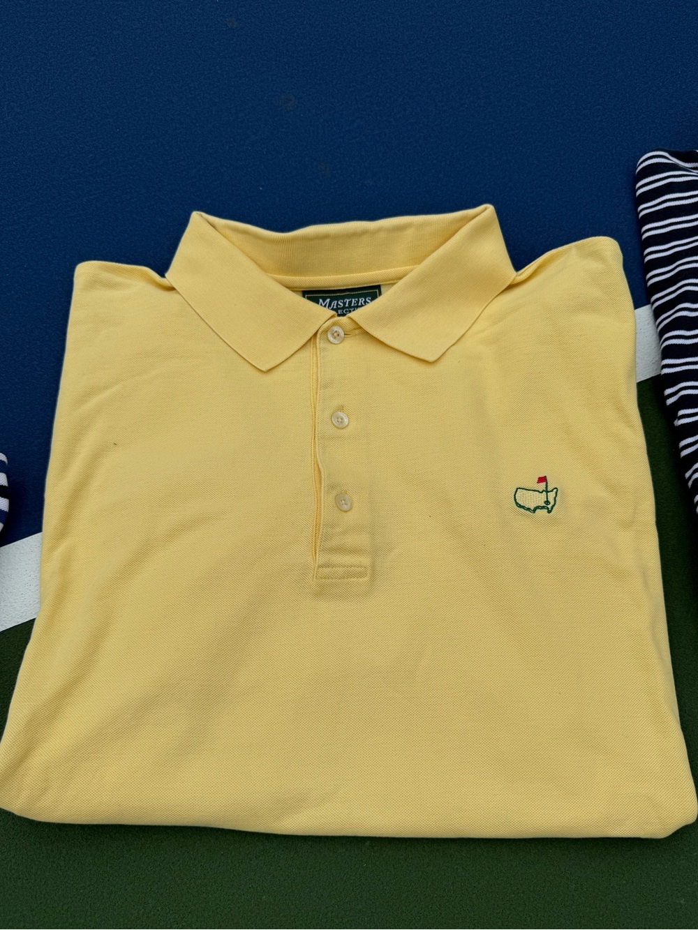 Brand New Masters Collection Yellow Polo with Green Embroidered Logo